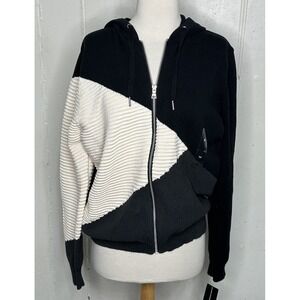 INC International Concepts Men's M Knit Hoodie Black White Gray Zip Cardigan NEW